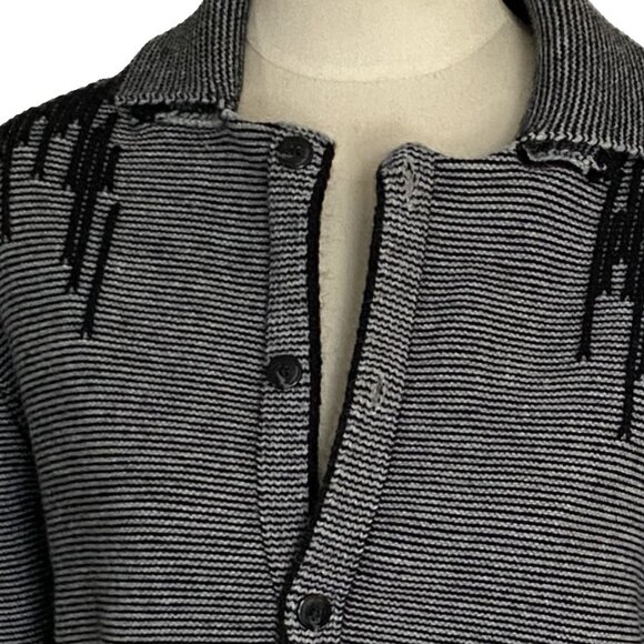 EUC MCR MODACRISE Button Down Black Wool Blend Sweater Knit Cardigan/Jacket sz M - Picture 3 of 9